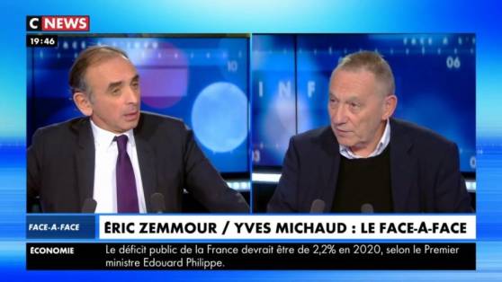 Eric Zemmour face à Yves Michaud sur les policiers, les gilets jaunes…(Vidéo)