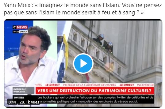 Selon Yann Moix, “Le monde serait à feu et à sang sans l’islam” (Vidéo)
