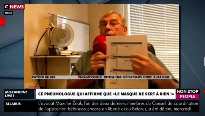Un pneumologue affirme sur CNews que « le port du masque ne sert à rien et risque même de provoquer des maladies » (Vidéo)