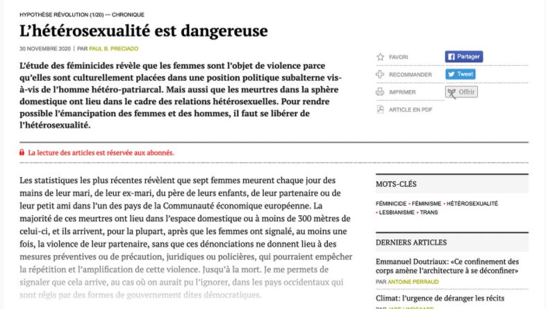 Quand Médiapart déclare sa haine de l'hétérosexualité (OJIM)