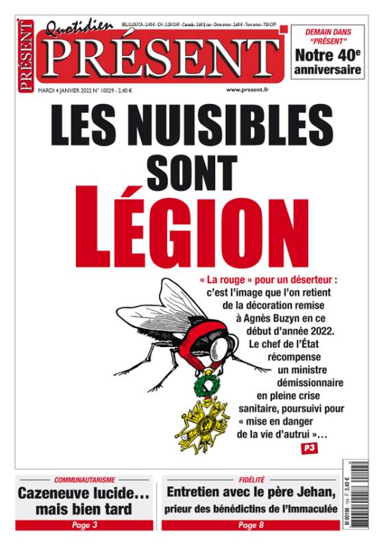 Journal Présent : Les nuisibles sont légion - Une du 04/01/2022