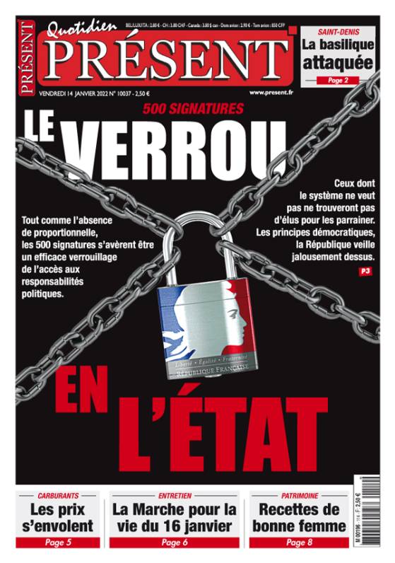 La Une de Présent du 14/01/2022