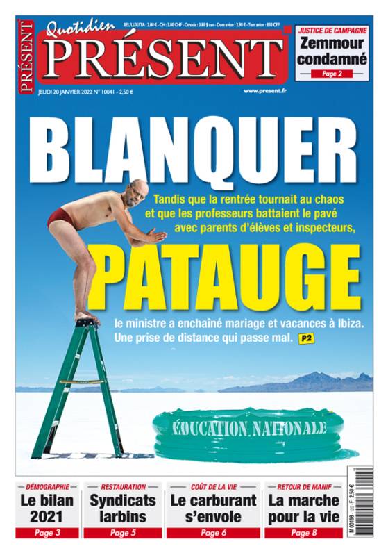 La Une de Présent du 20/01/2022