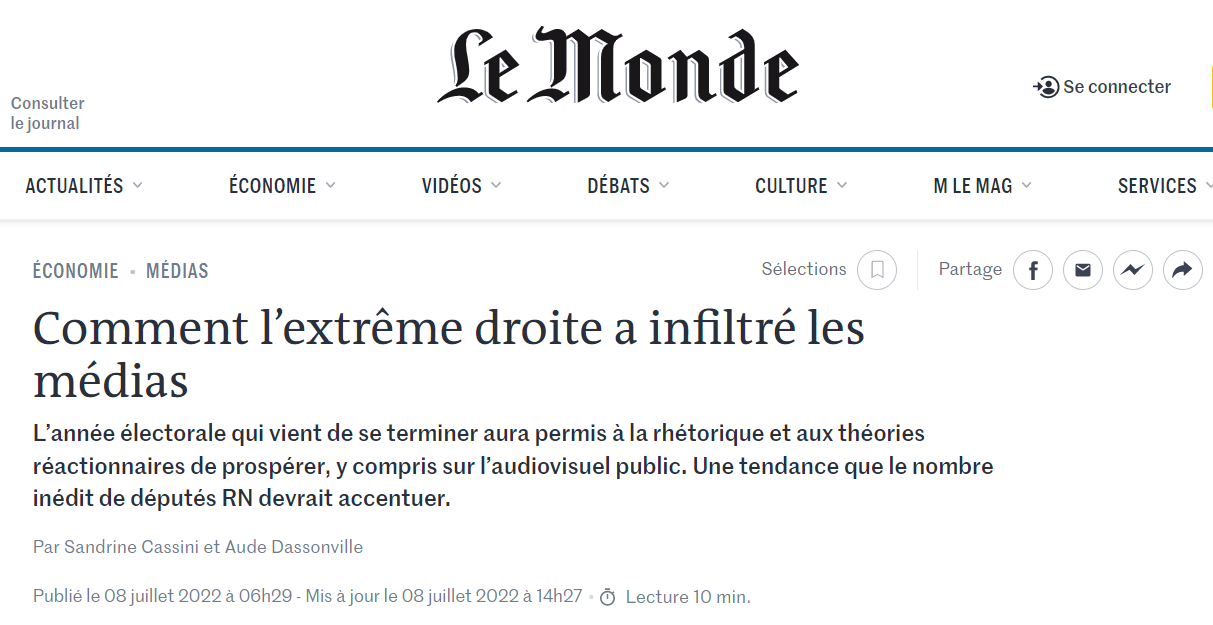 L’extrême-droite a inflitré les médias, selon Le Monde