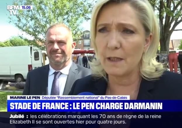 Stade de France : Marine Le Pen accuse Gérald Darmanin de "mentir de manière éhontée"