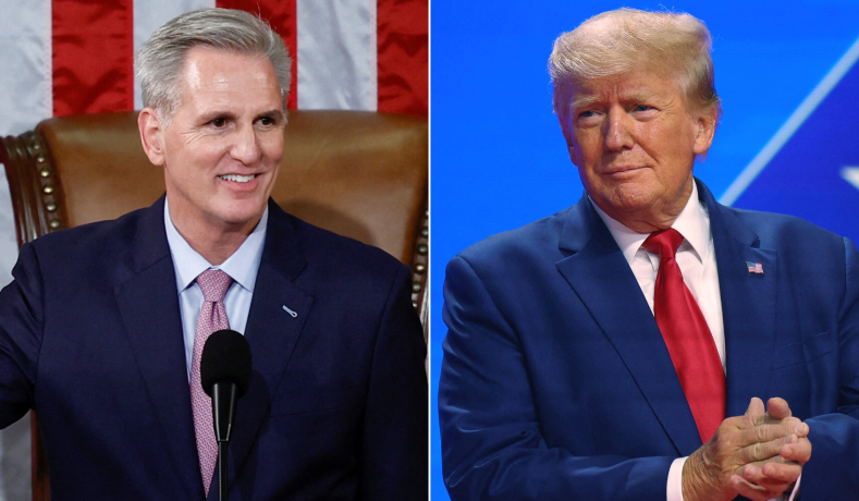Kevin McCarthy (R) décourage les manifestants avant l'arrestation présumée de Donald Trump