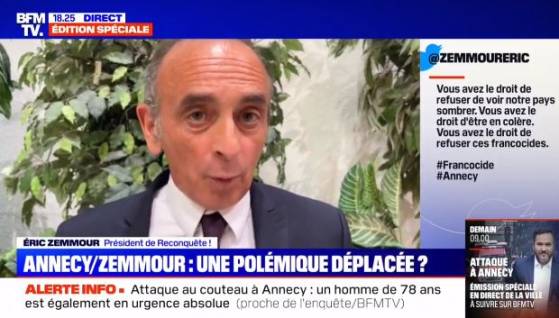 Tension lors de l'interview d'Eric Zemmour sur BFM TV : "Je ne compte pas sur les journalistes pour éclairer les Français" (Video)